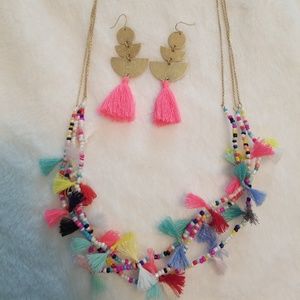 Plunder tassel necklace and earrings